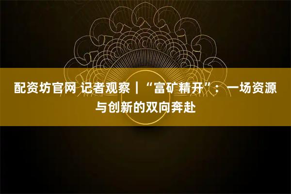 配资坊官网 记者观察｜“富矿精开”：一场资源与创新的双向奔赴